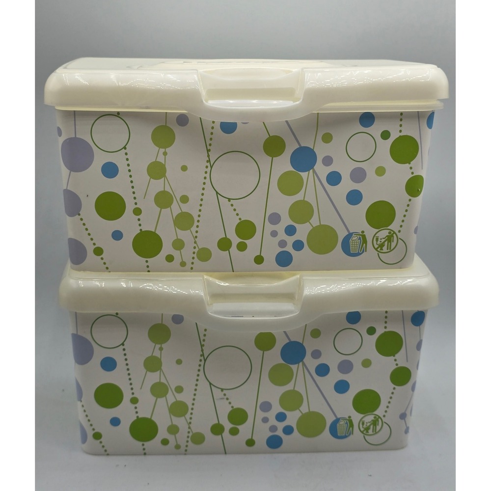 Huggies Baby Wipes Dispenser Tubs Set of 2 Circle Dots Bubble Design Empty
